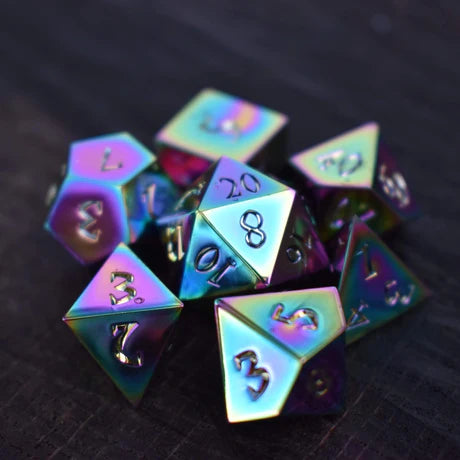 Iridescent Sharp-Edged - 7-set Metal Dice