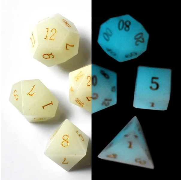 Gem Stone Dice Set: Night Luminescent