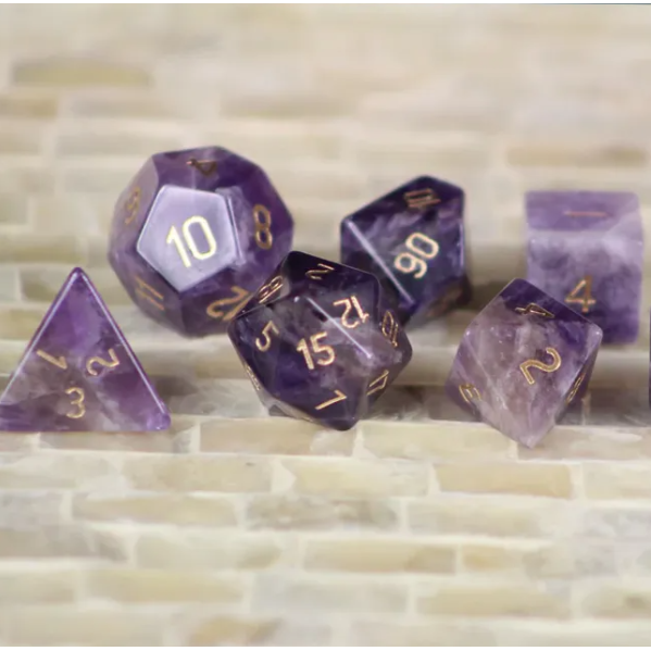 Gem Stone Dice Set: Amethyst