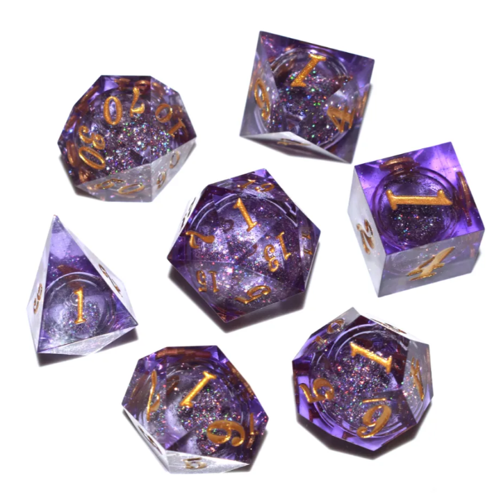 Gem Stone Dice Set: QuickSand Purple