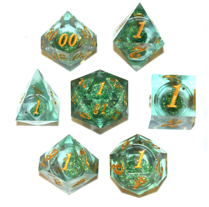 Liquid Core Dice Set: Quicksand Green