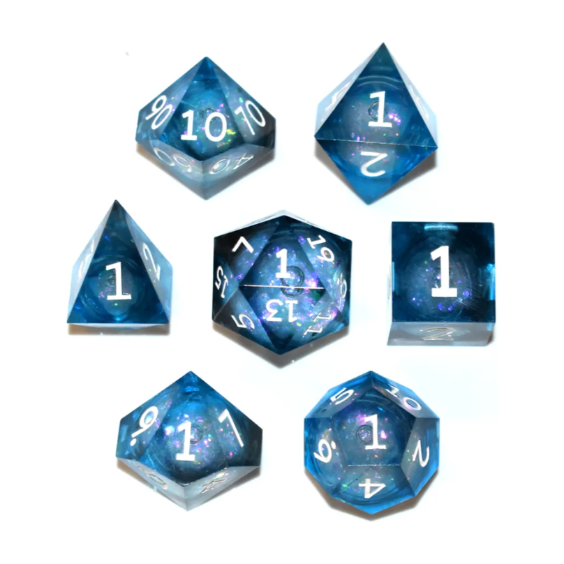 Liquid Core Dice Set: Quicksand Blue