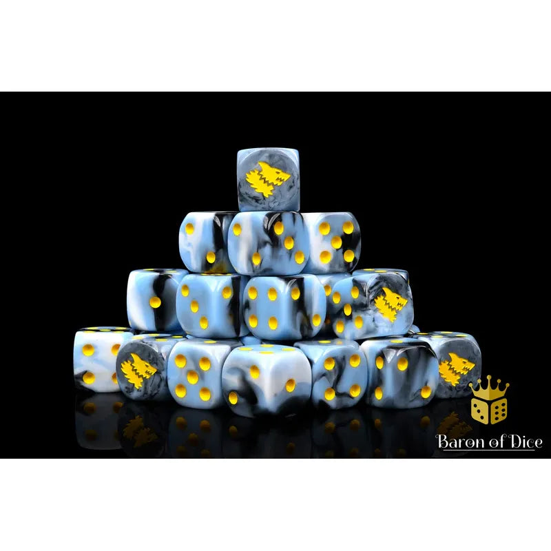 Baron of Dice: Snow Direwolf Round Wargaming D6 Set 25c