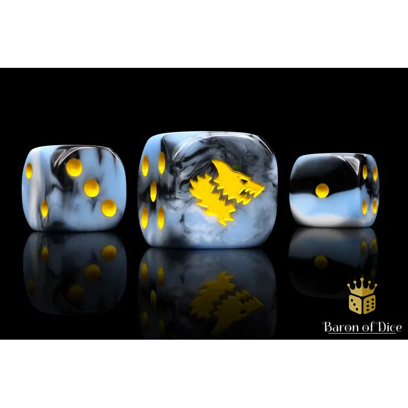 Baron of Dice: Snow Direwolf Round Wargaming D6 Set 25c