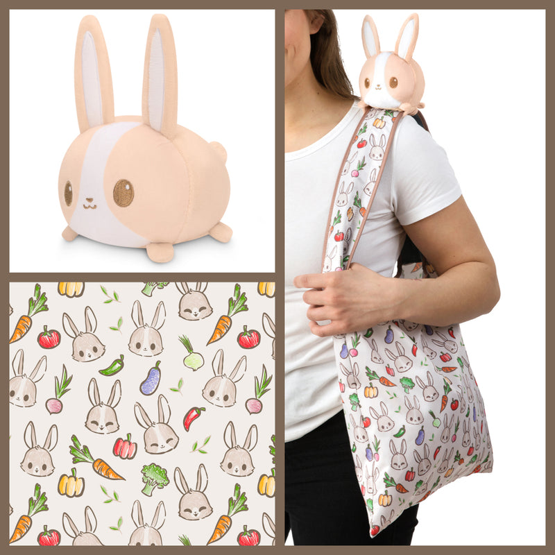 Plushie Tote: Light Brown Bunny & Veggies