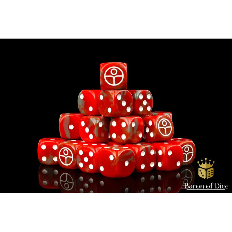 Baron of Dice: Universal Peace Red Round Wargaming D6 Set 25c