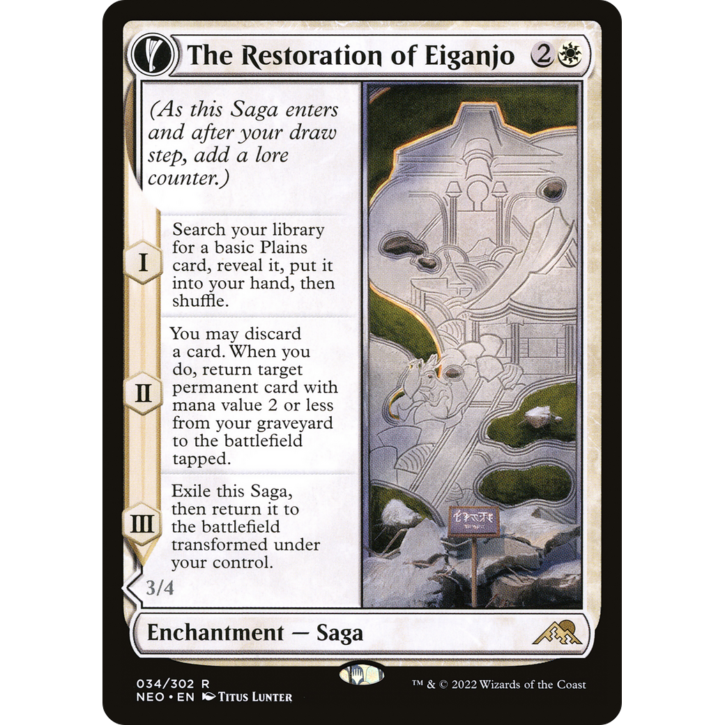 The Restoration of Eiganjo // Architect of Restoration (NEO-034) - Kamigawa: Neon Dynasty: (fandfc, enchantment) Foil