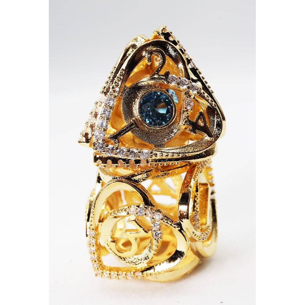 Hollow Hearts: Jeweled Gold - Metal RPG Dice Set