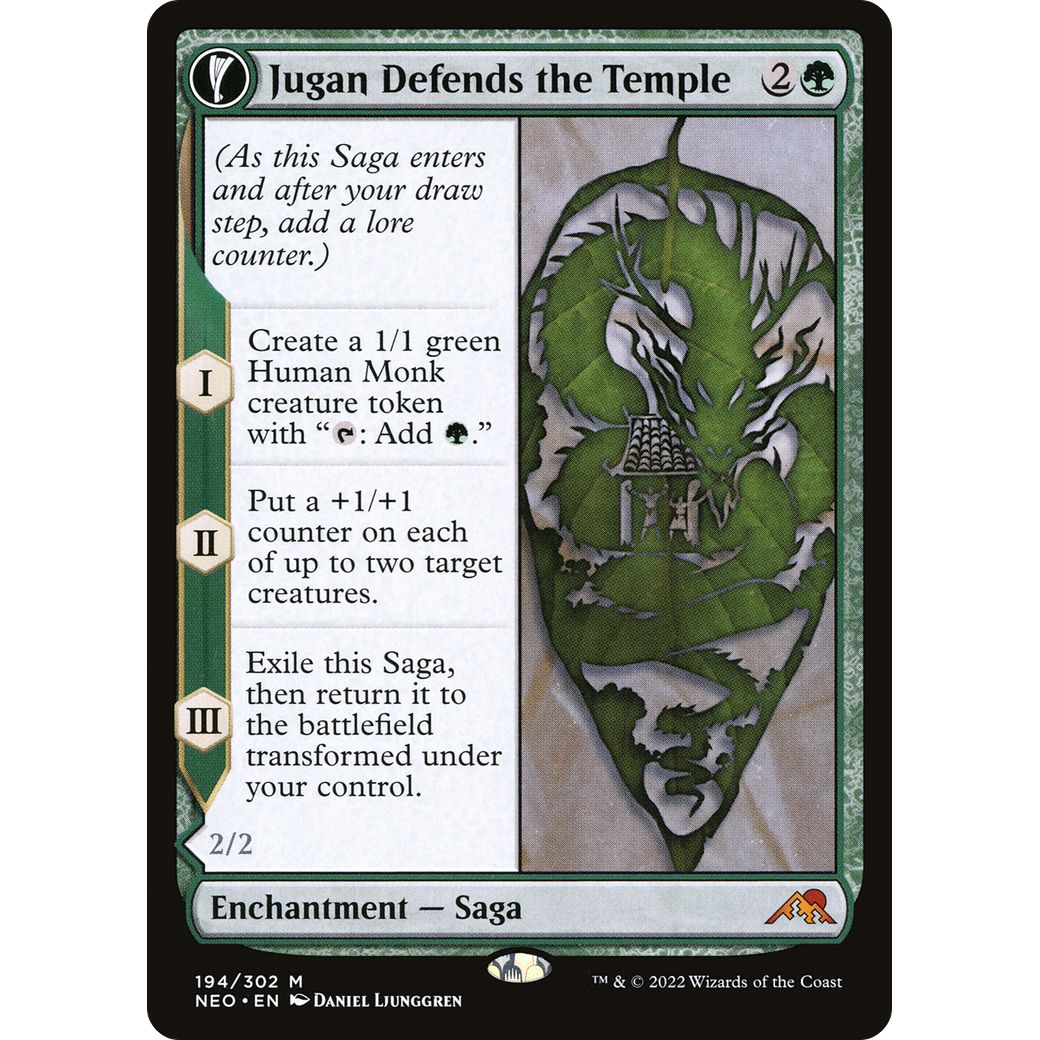 Jugan Defends the Temple // Remnant of the Rising Star (NEO-194) - Kamigawa: Neon Dynasty: (fandfc, enchantment) Foil