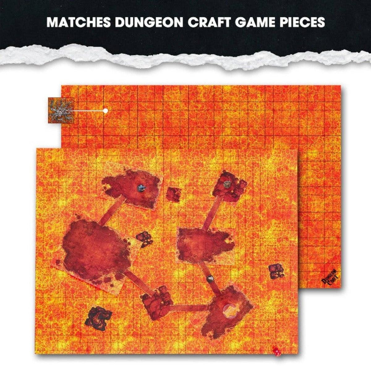 Dungeon Craft Battlemap: Hell and Lava - Double-Sided Dry/Wet Erase RPG Map