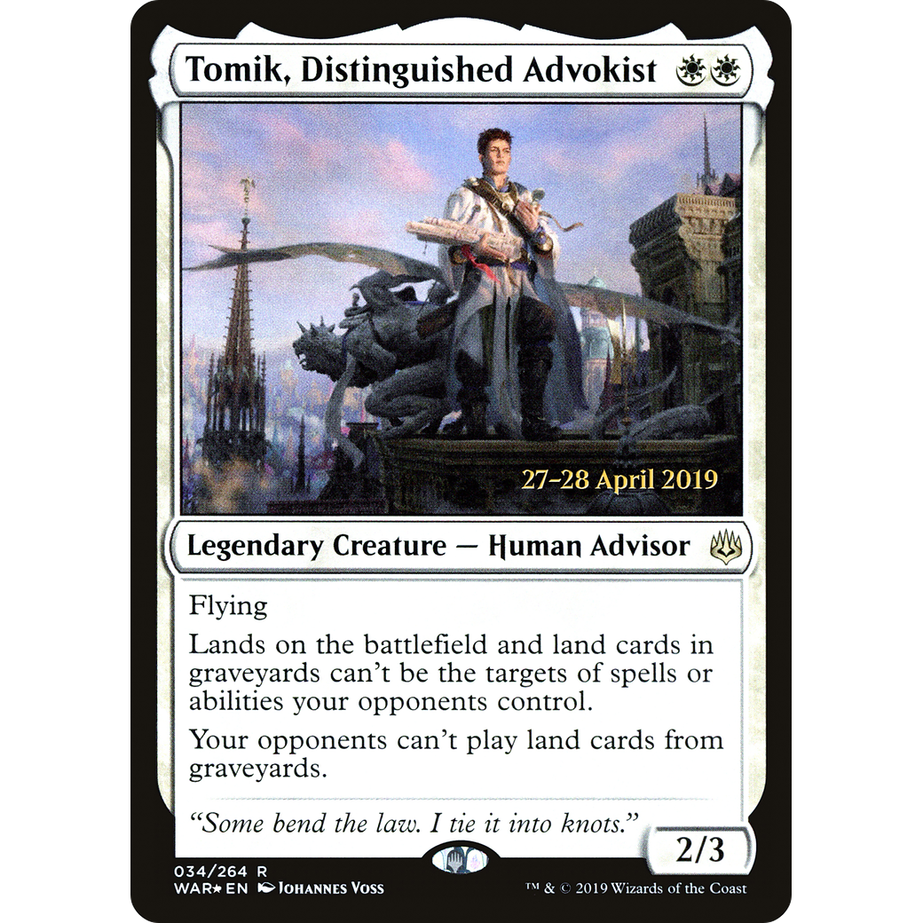 Tomik, Distinguished Advokist (PRE-034) - War of the Spark Promos Foil