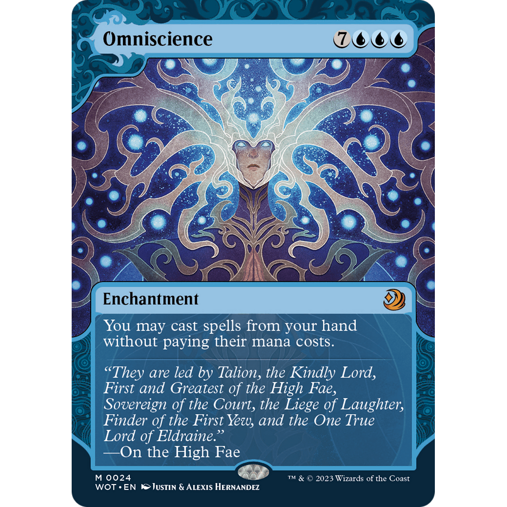 Omniscience (WOT-024) - Wilds of Eldraine: Enchanting Tales: (Showcase) (Borderless) Foil