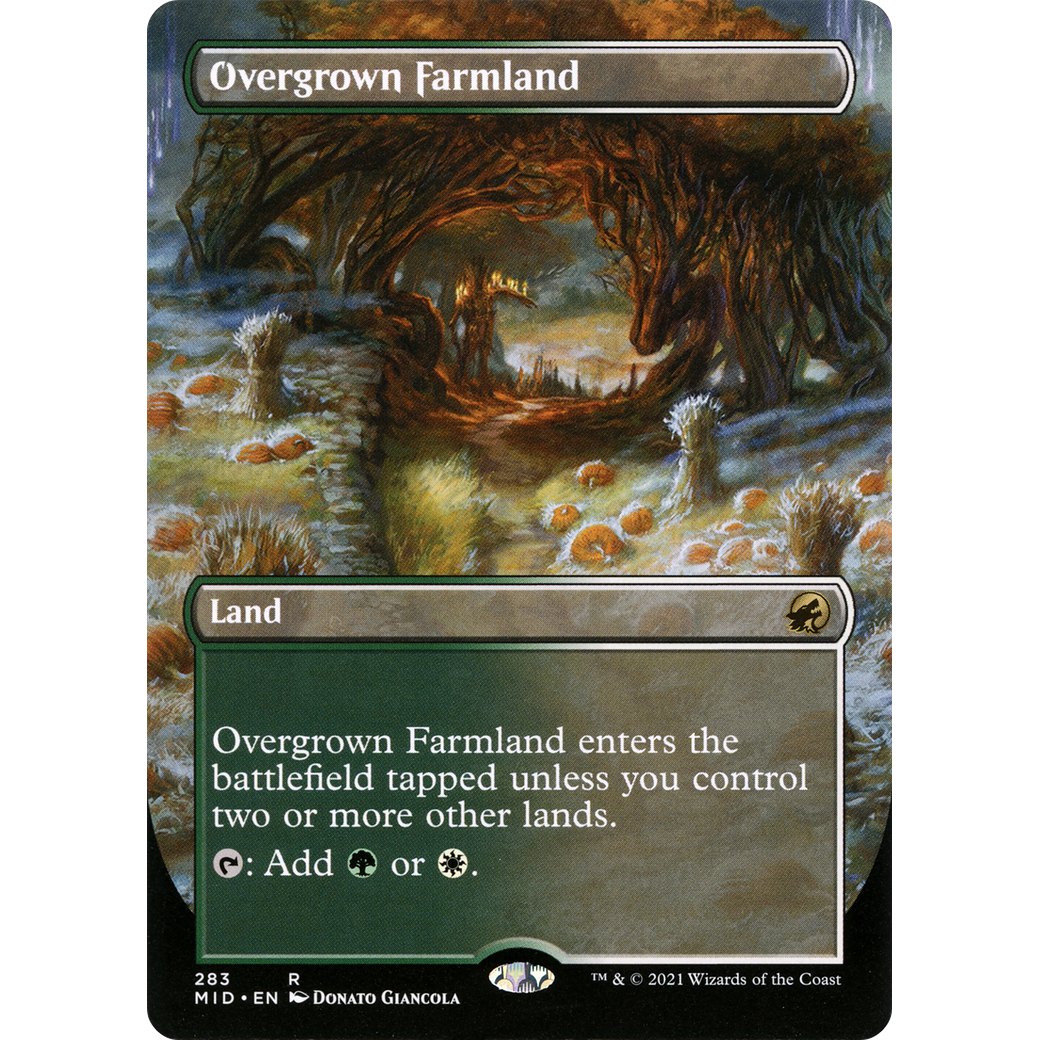 Overgrown Farmland (Borderless) (MID-283) - Innistrad: Midnight Hunt (Borderless) Foil