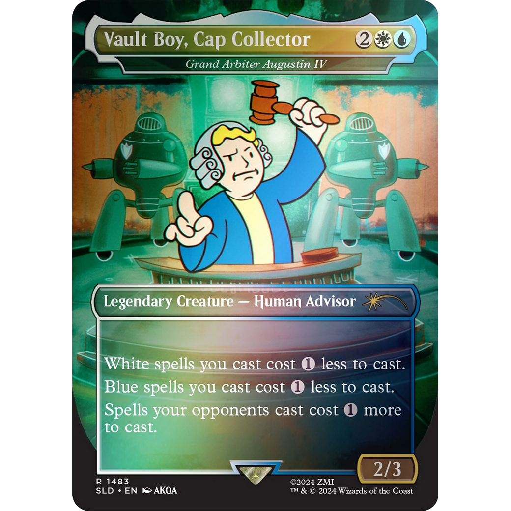 Vault Boy, Cap Collector - Grand Arbiter Augustin IV (Rainbow Foil) (SLD-1483) - Secret Lair Drop / Vault Boy, Cap Collector (Borderless) Foil