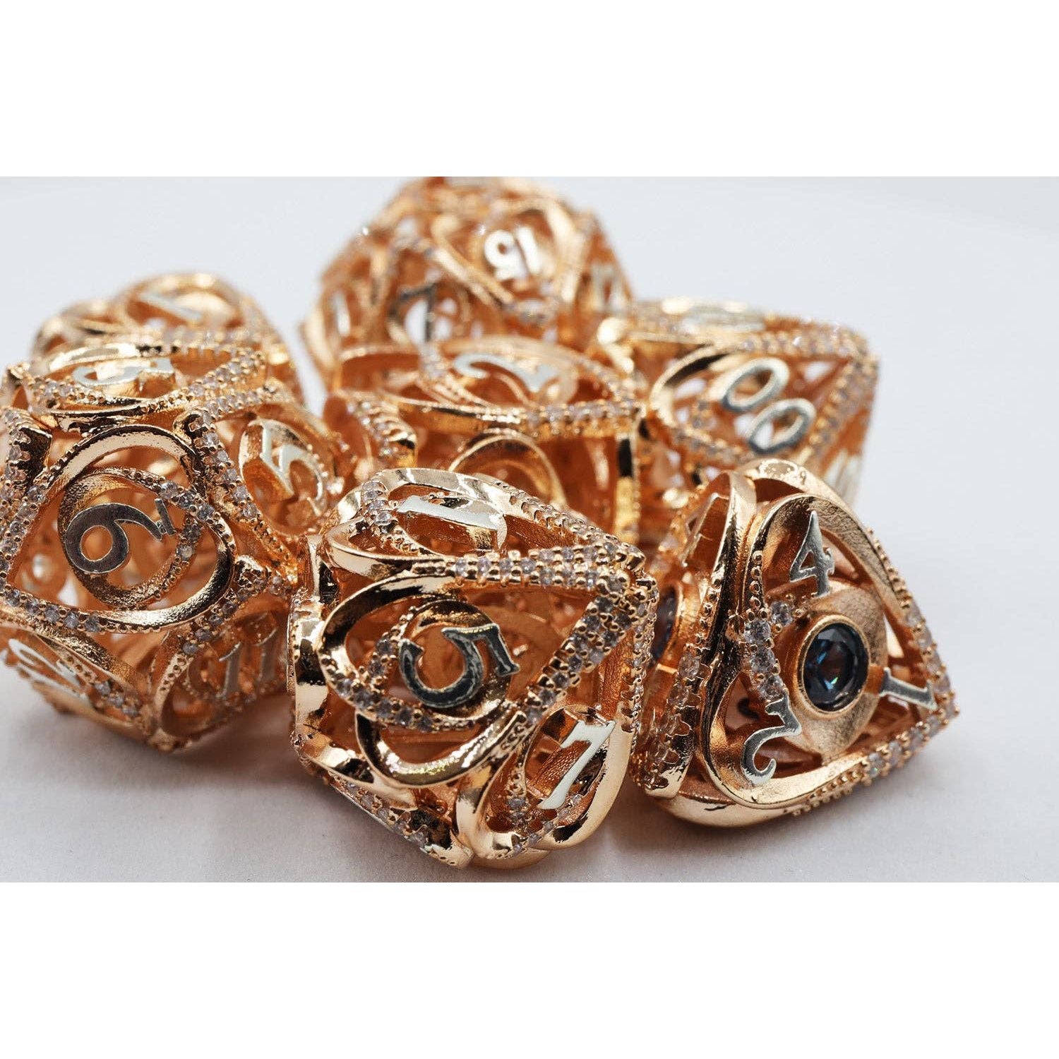 Hollow Hearts: Jeweled Copper - Metal RPG Dice Set