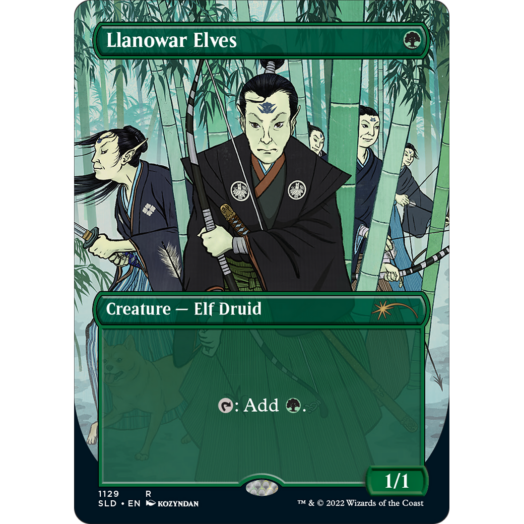 Llanowar Elves (1129) (SLD-1129) - Secret Lair Drop (Borderless) Foil