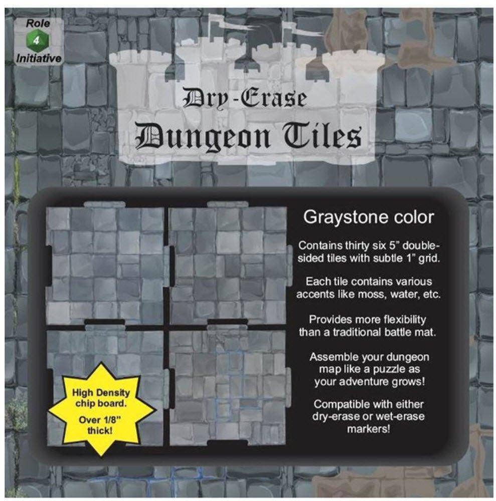 Dry Erase Dungeon Tiles, various colors, shapes, and sizes: White / Five 10" & Sixteen 5" Squares