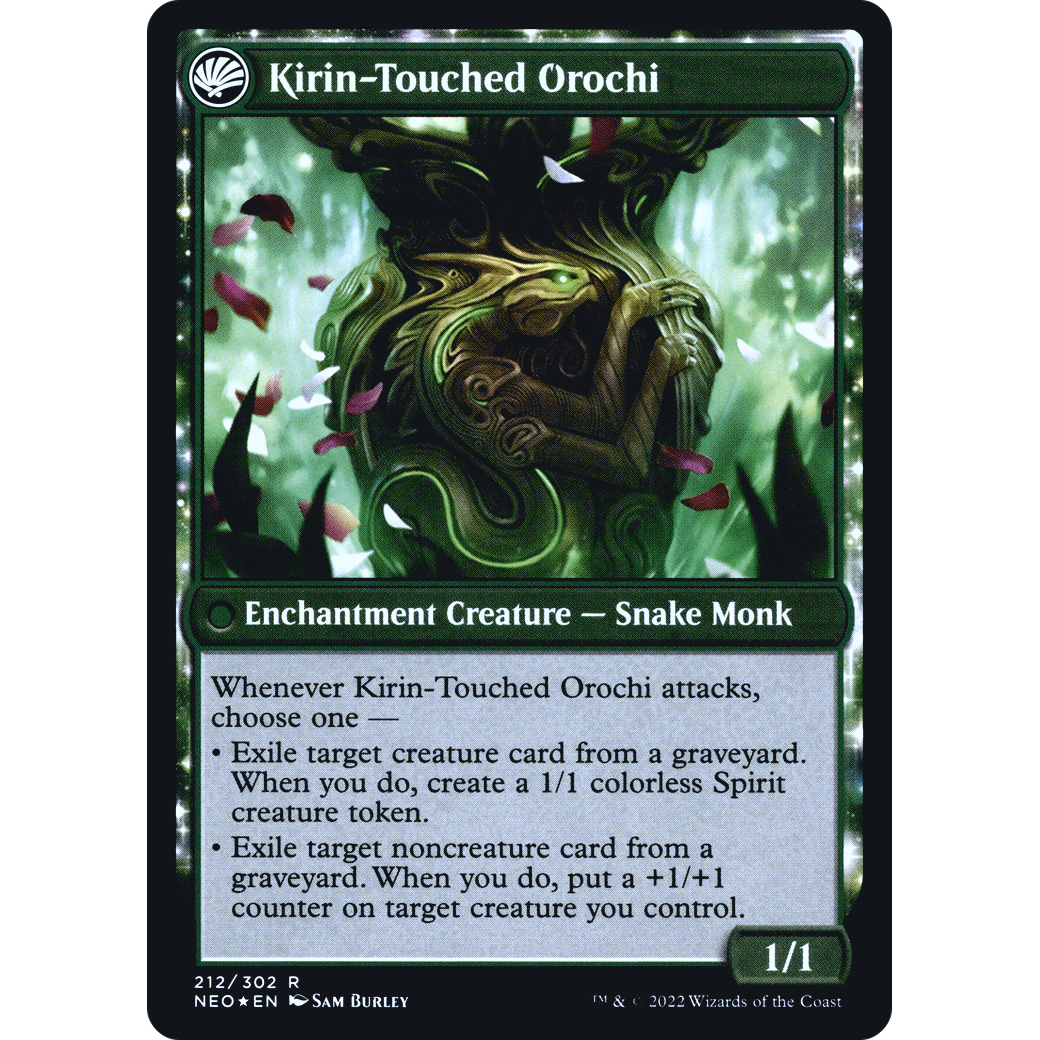 Teachings of the Kirin // Kirin-Touched Orochi (PRE-212S) - Kamigawa: Neon Dynasty Promos: (fandfc, enchantment) Foil