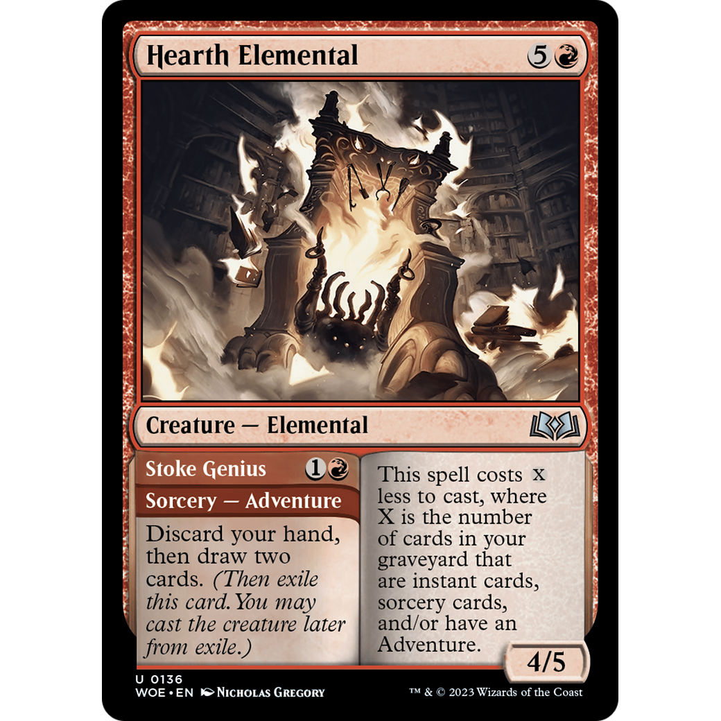 Hearth Elemental // Stoke Genius (WOE-136) - Wilds of Eldraine Foil