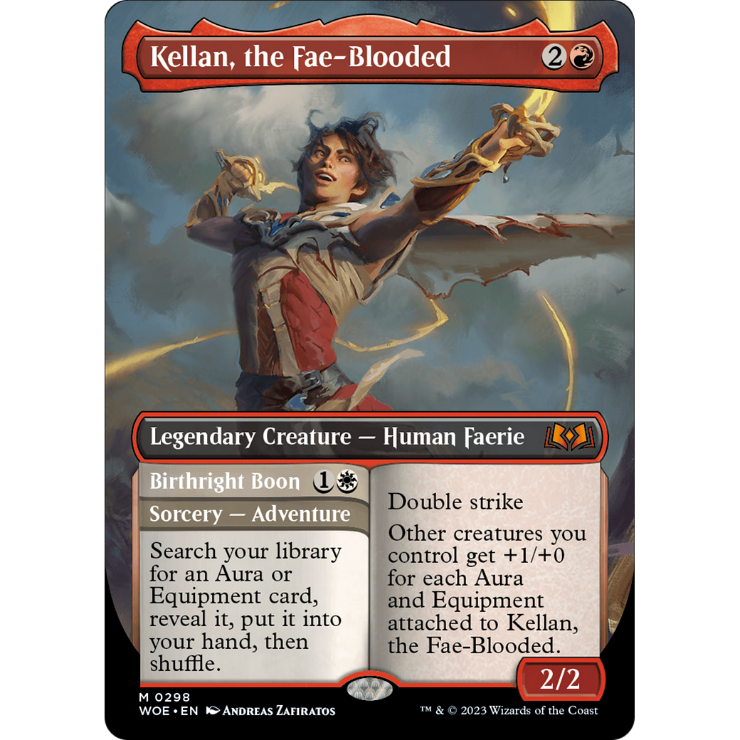Kellan, the Fae-Blooded // Birthright Boon (WOE-298) - Wilds of Eldraine (Borderless) Foil