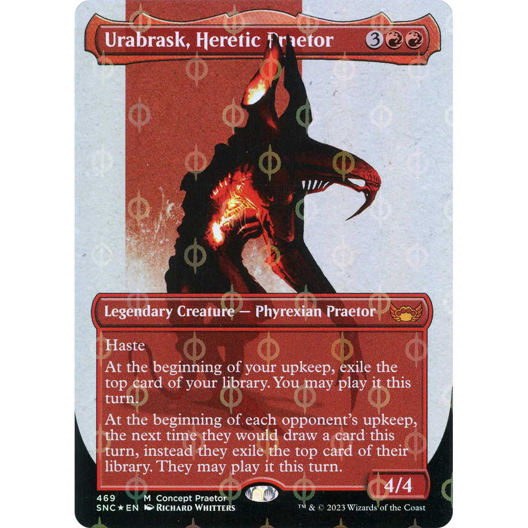 Urabrask, Heretic Praetor (Concept Praetor) (Step-And-Compleat Foil) (ONE-469) - Streets of New Capenna (Borderless) Foil
