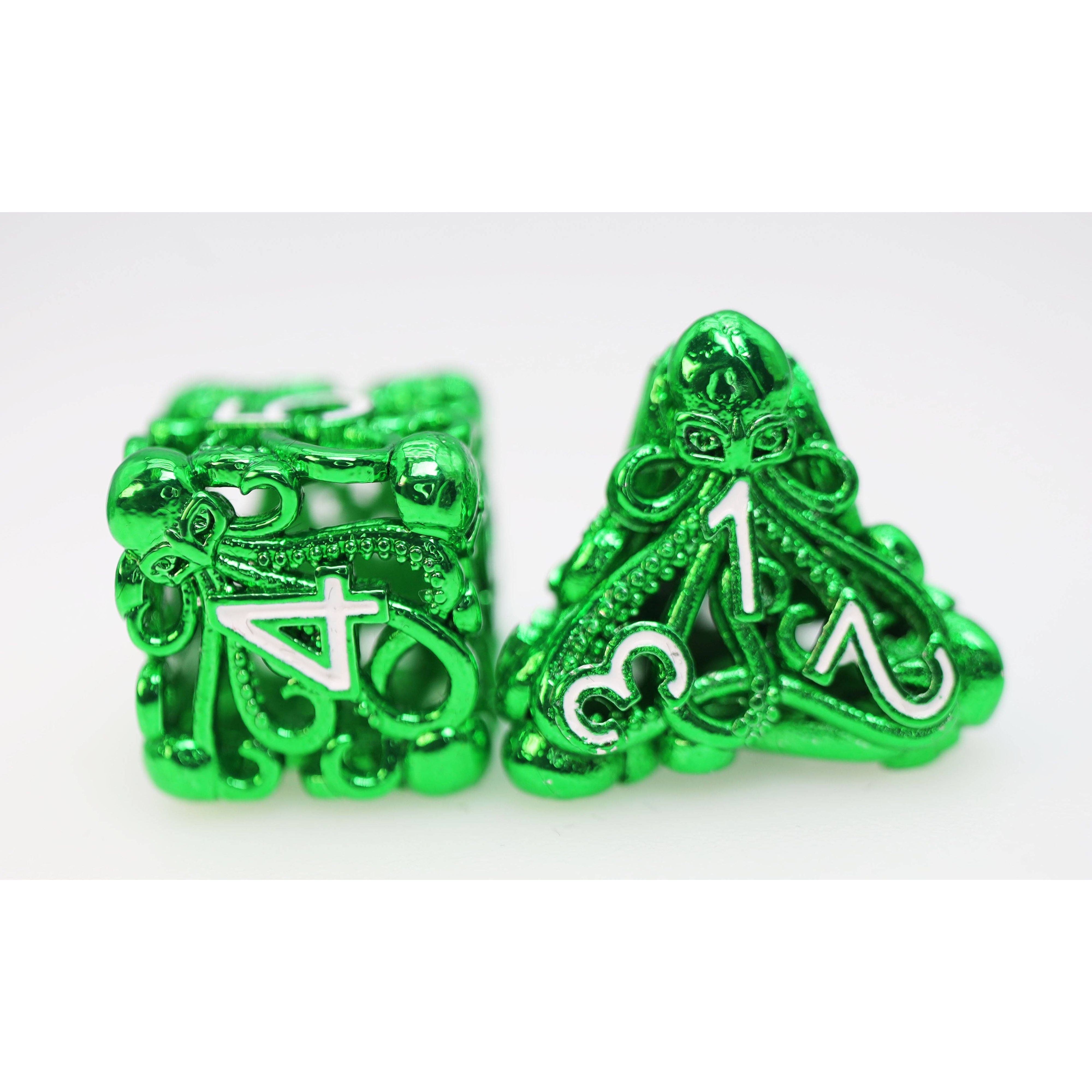 Mind Eater: Green - Hollow Metal RPG Dice Set