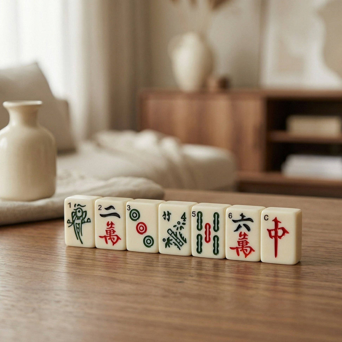WE Games Traditional Chinese Mahjong Set Travel Size, Red Leatherette Travel Case with Ornate Dragon Design, 144 Tiles 24mm White Tiles