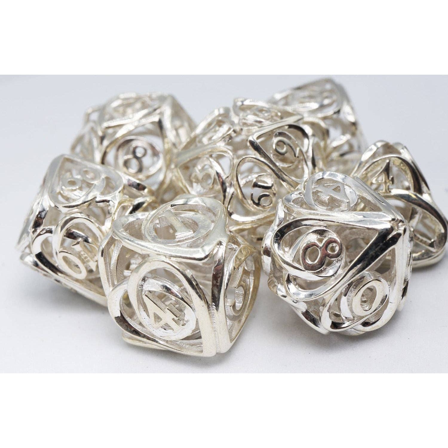 Hollow Hearts: Sterling Silver - Premium RPG Metal Dice Set