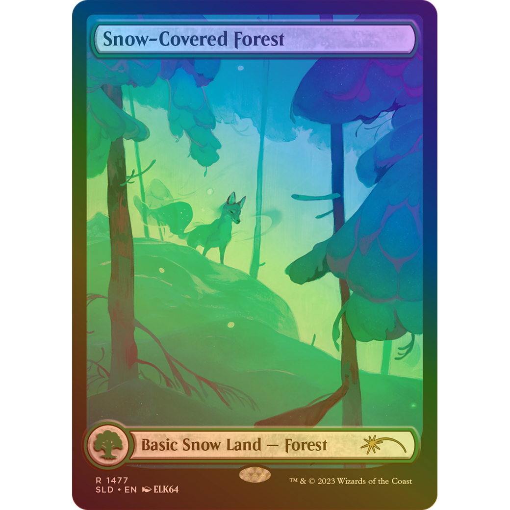 Snow-Covered Forest (1477) (Rainbow Foil) (SLD-1477) - Secret Lair Drop: (Full Art) Foil