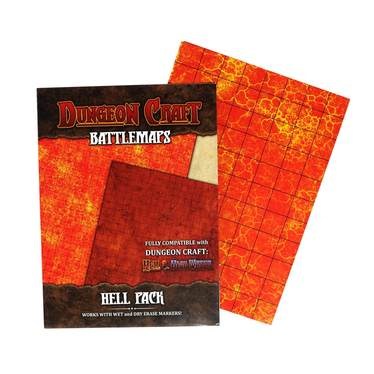 Dungeon Craft Battlemap: Hell and Lava - Double-Sided Dry/Wet Erase RPG Map