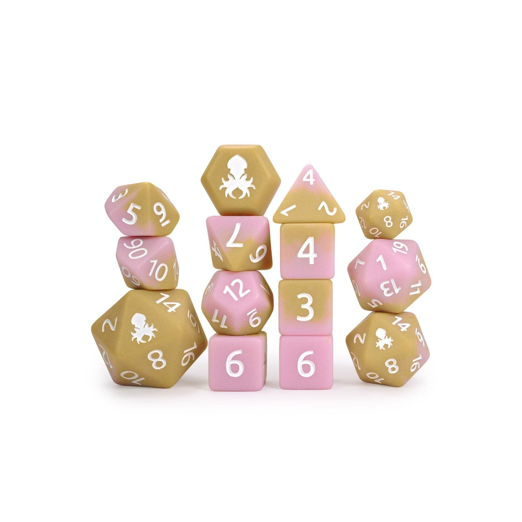 Strawberry Cold Foam Matte 14pc Dice Set inked in White