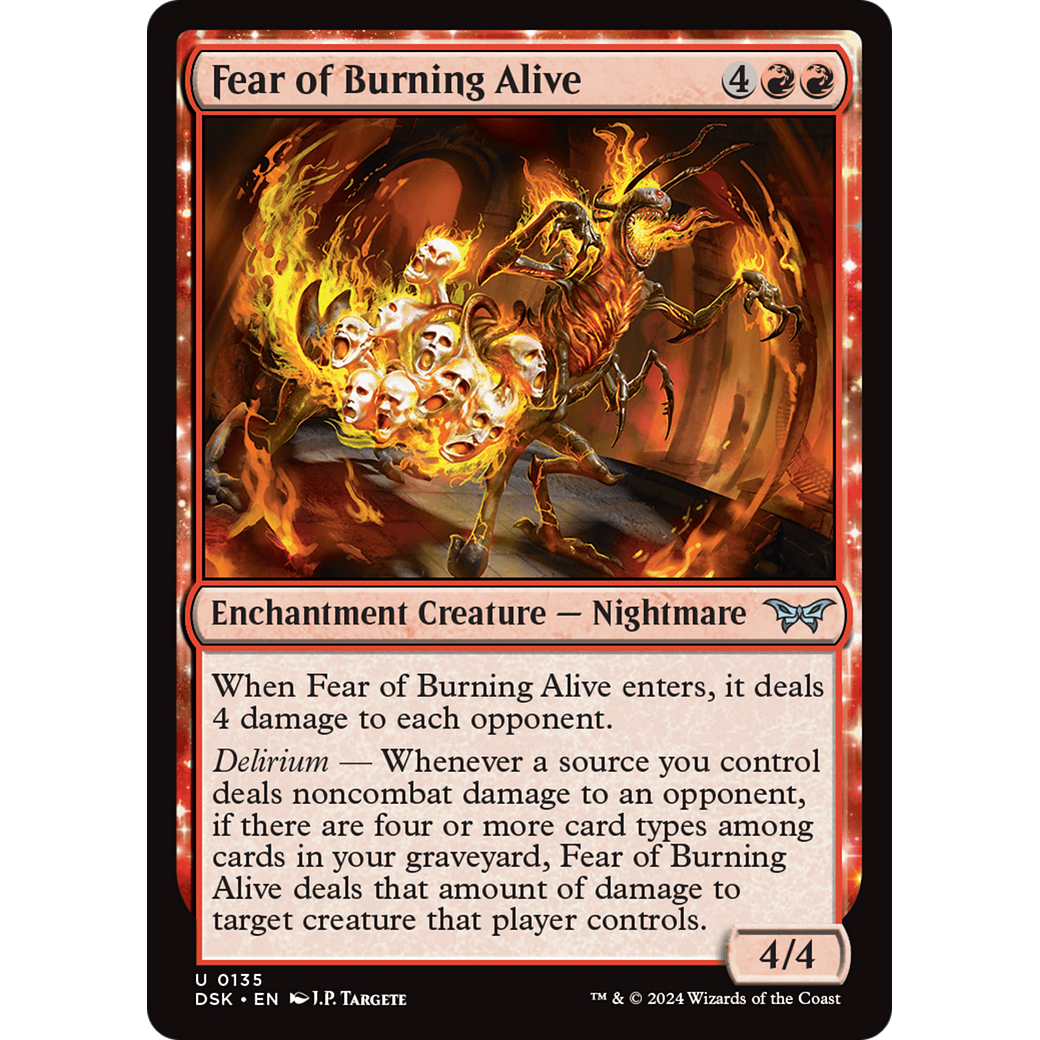 Fear of Burning Alive (DSK-135) - Duskmourn: House of Horror: (enchantment) Foil