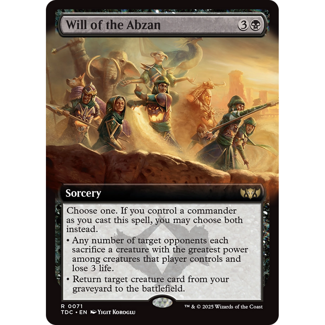 Will of the Abzan (TDC-071) - Commander: Tarkir: Dragonstorm: (Extended Art)