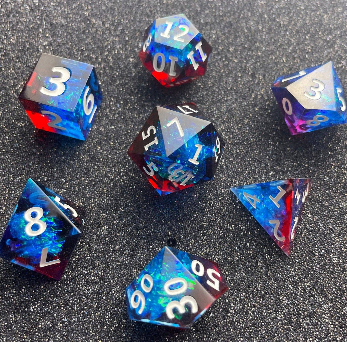 Frostfire Mystic - 7 Piece Luxury D&D Dice Set