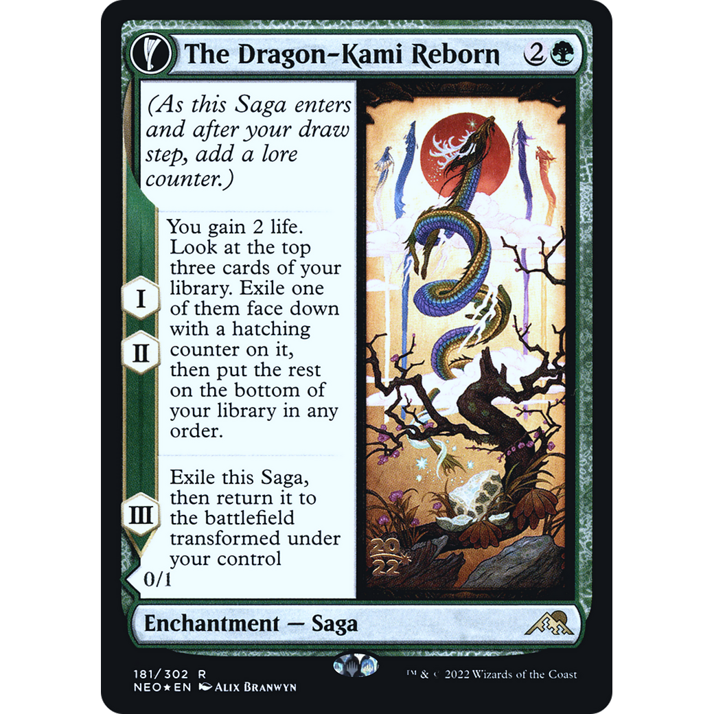 The Dragon-Kami Reborn // Dragon-Kami's Egg (PRE-181S) - Kamigawa: Neon Dynasty Promos: (fandfc, enchantment) Foil