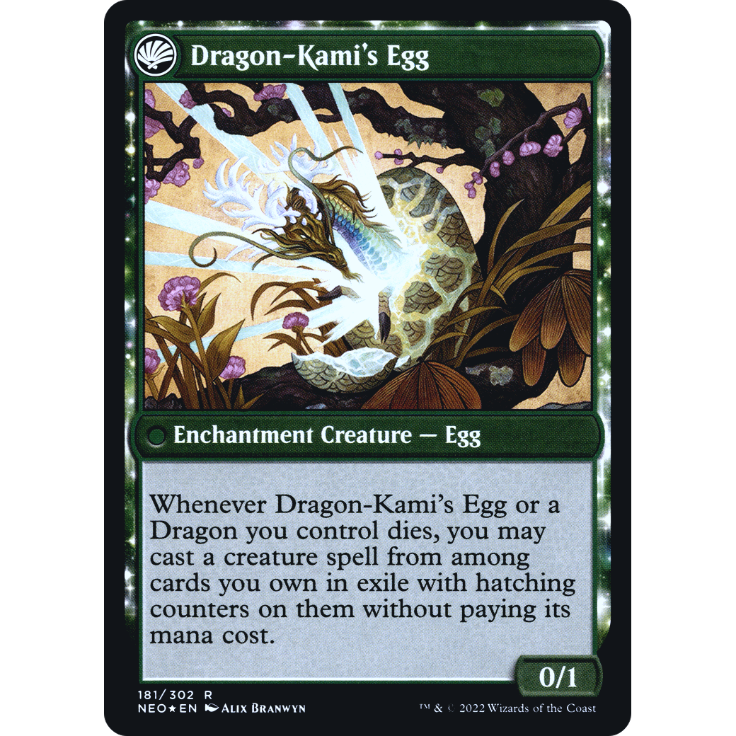 The Dragon-Kami Reborn // Dragon-Kami's Egg (PRE-181S) - Kamigawa: Neon Dynasty Promos: (fandfc, enchantment) Foil