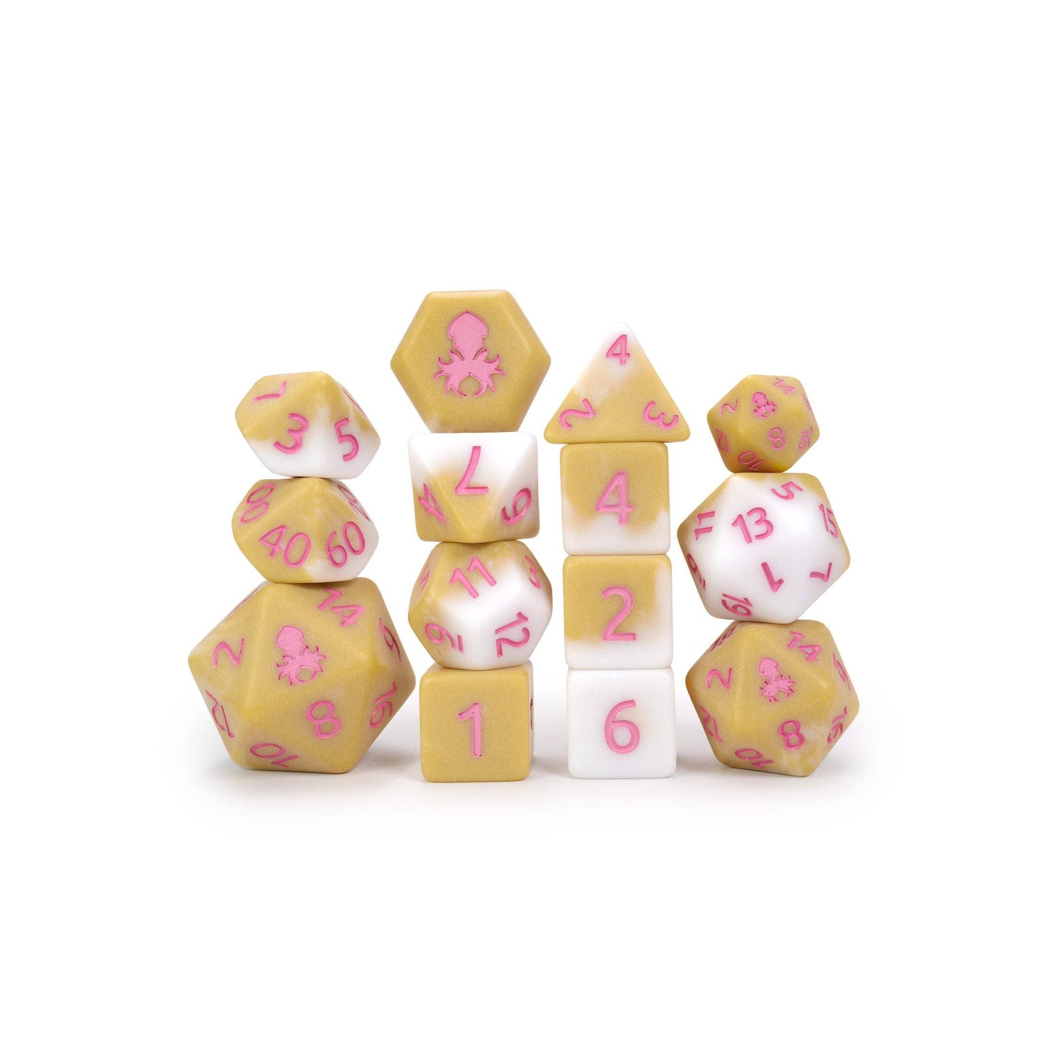 Strawberry Latte Matte 14pc Dice Set inked in Pink