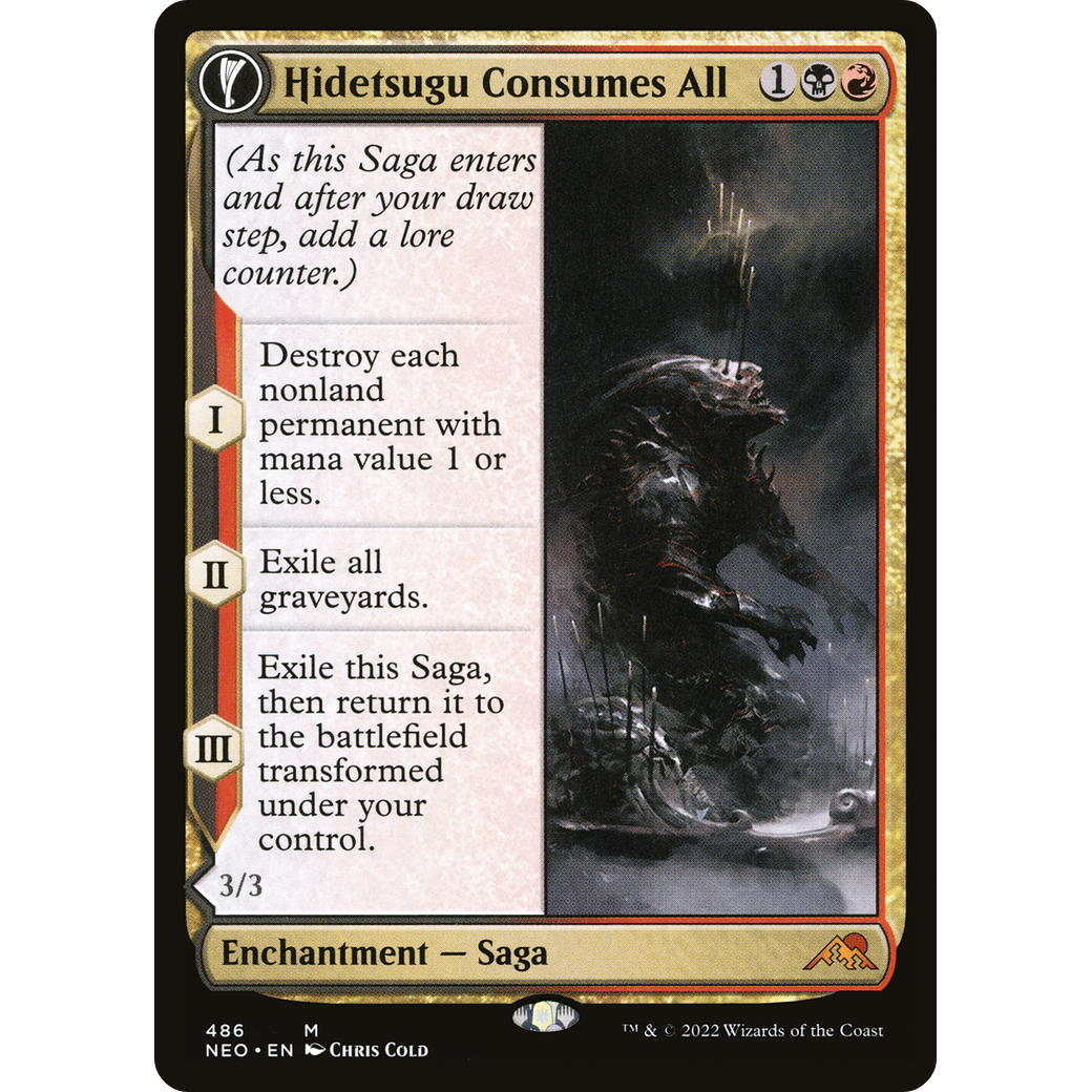 Hidetsugu Consumes All // Vessel of the All-Consuming (NEO-486) - Kamigawa: Neon Dynasty: (Extended Art, fandfc, enchantment) Foil