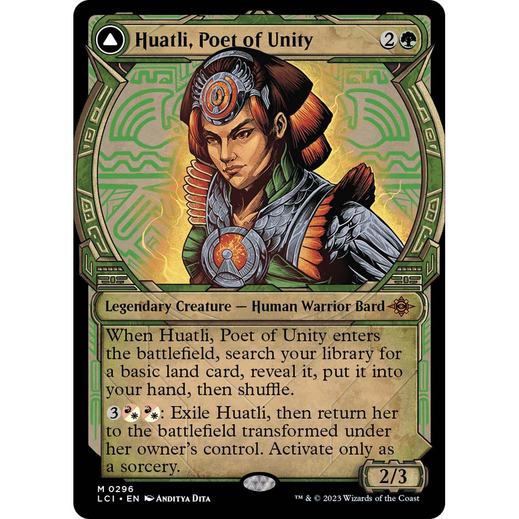 Huatli, Poet of Unity // Roar of the Fifth People (LCI-296) - The Lost Caverns of Ixalan: (Showcase) Foil