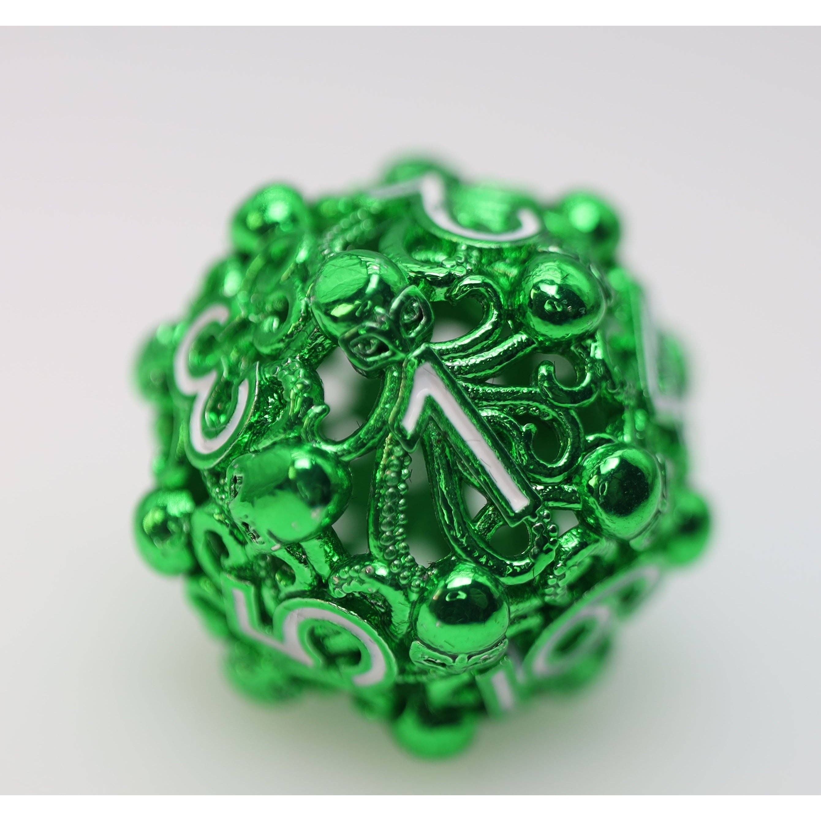 Mind Eater: Green - Hollow Metal RPG Dice Set