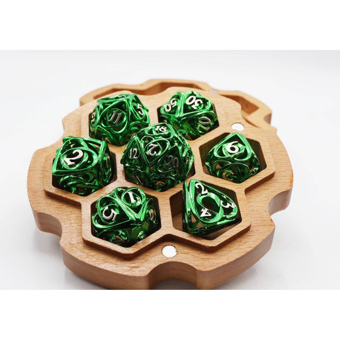 Hollow Hearts: Green - Metal RPG Dice Set