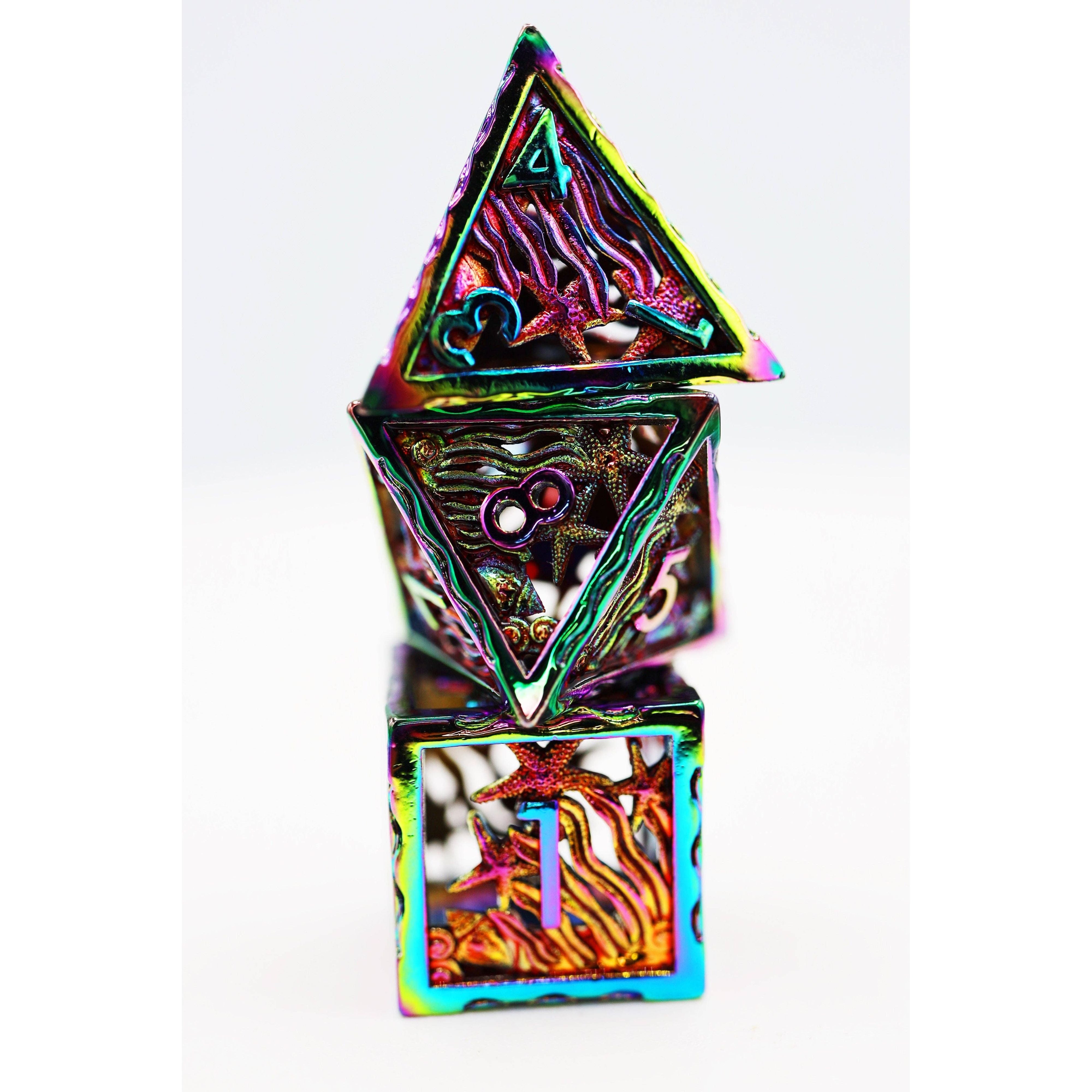 Seascape: Burnt Opal - Hollow Metal RPG Dice Set