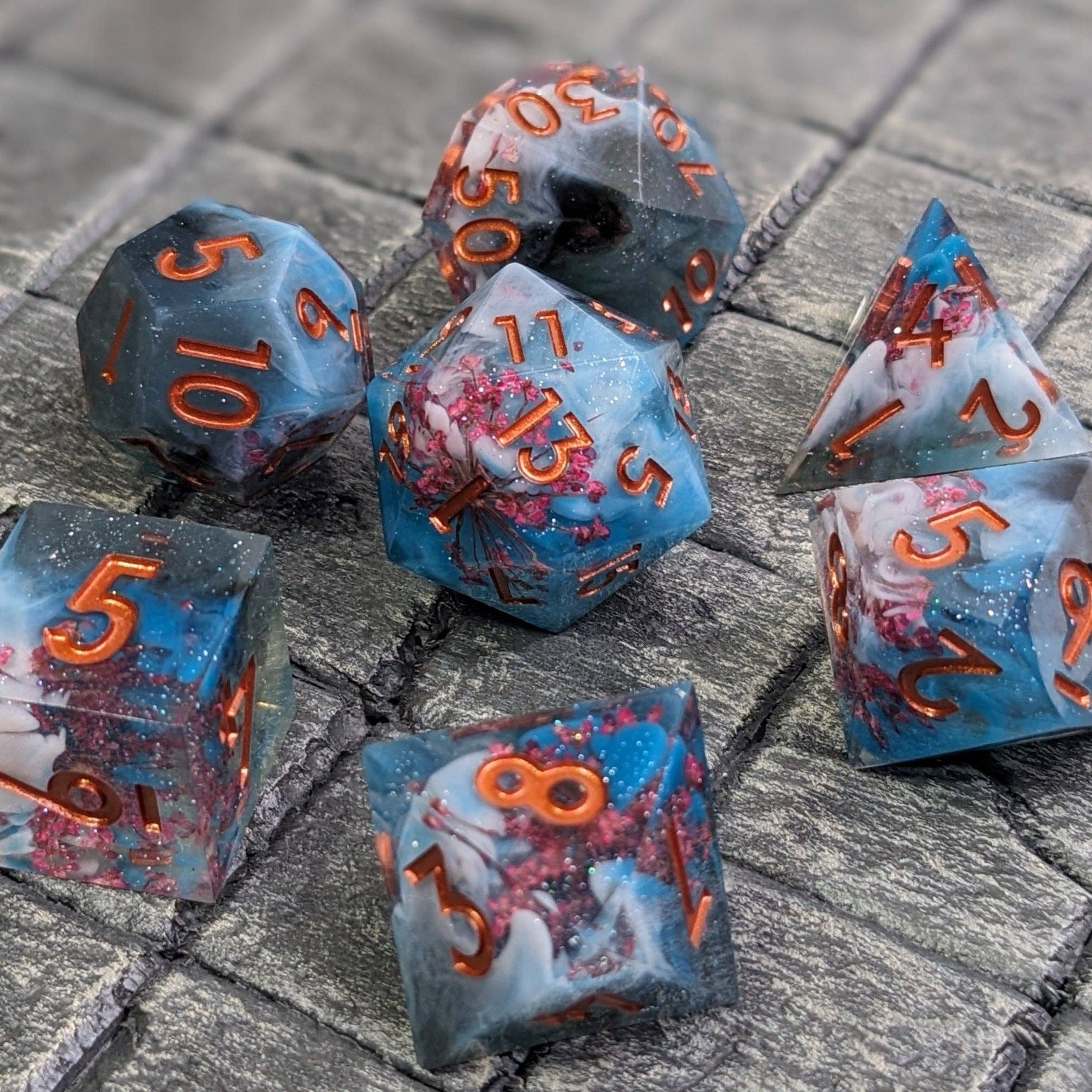 Tranquil Blossom - 7 Piece Luxury D&D Dice Set