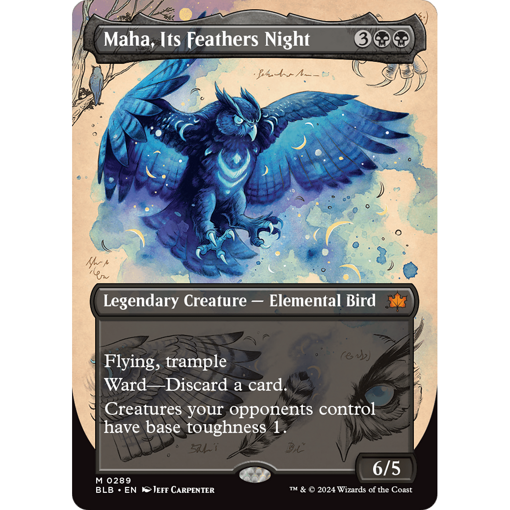 Maha, Its Feathers Night (BLB-289) - Bloomburrow: (Showcase) (Borderless) Foil