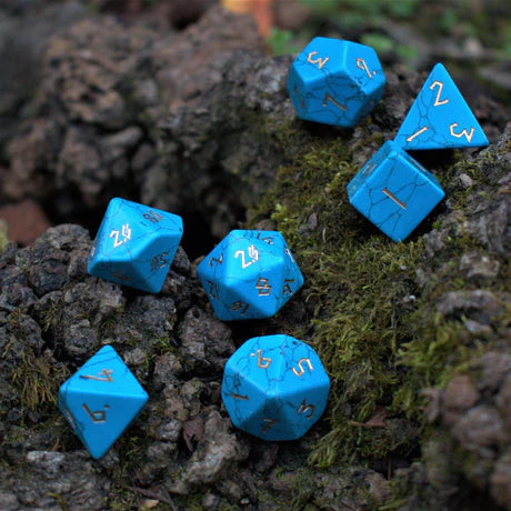 Blue Turquoise - 7-set Stone Dice