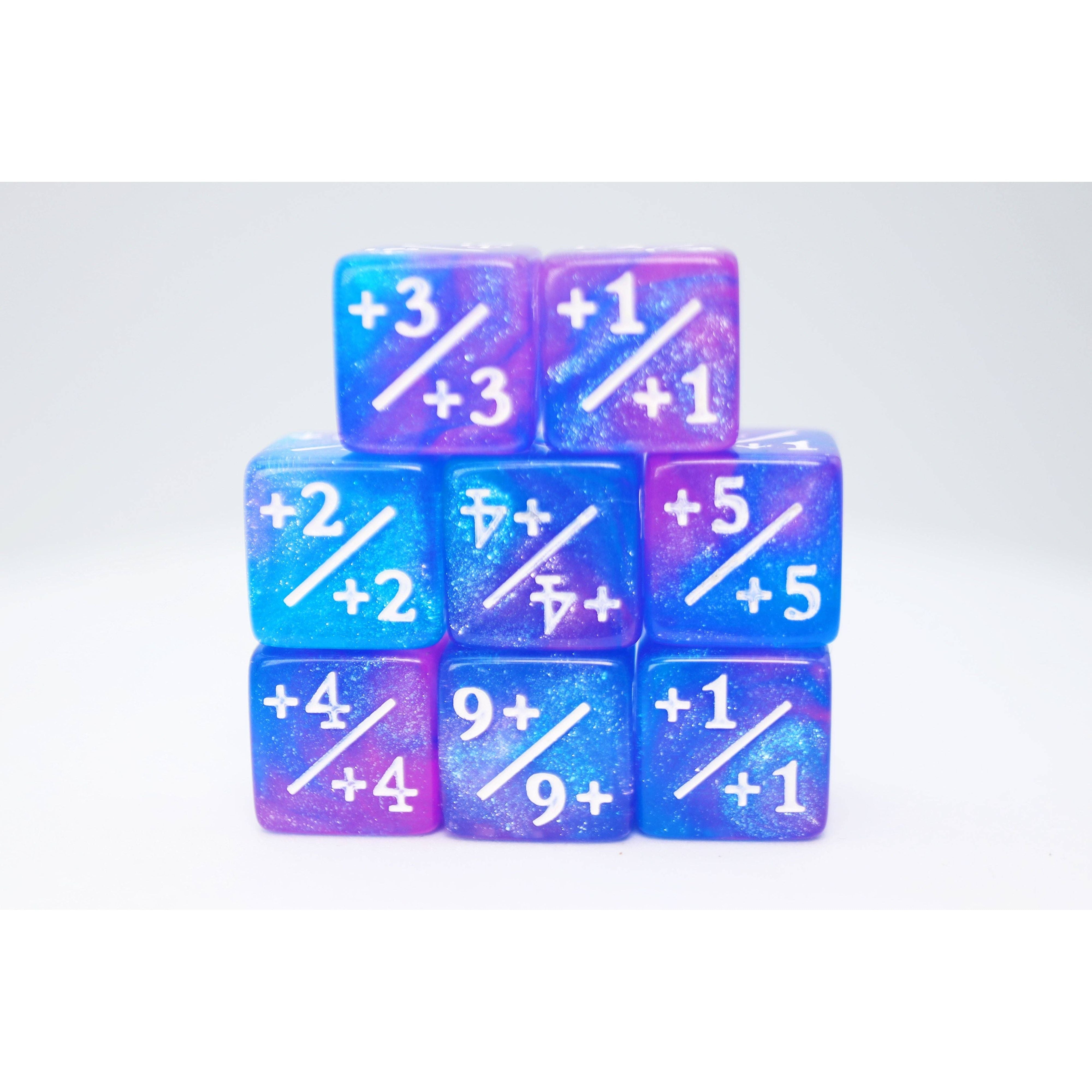 +1/+1 Blue & Purple Glitter Counters for Magic - set of 8