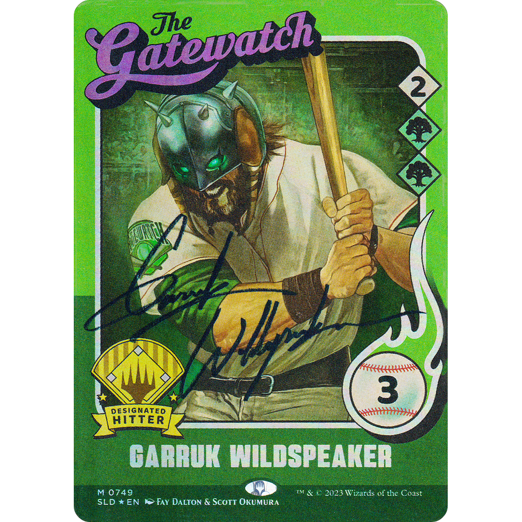 Garruk Wildspeaker (749) (Autographed) (SLD-749) - Secret Lair Drop: (Full Art) (Borderless) Foil