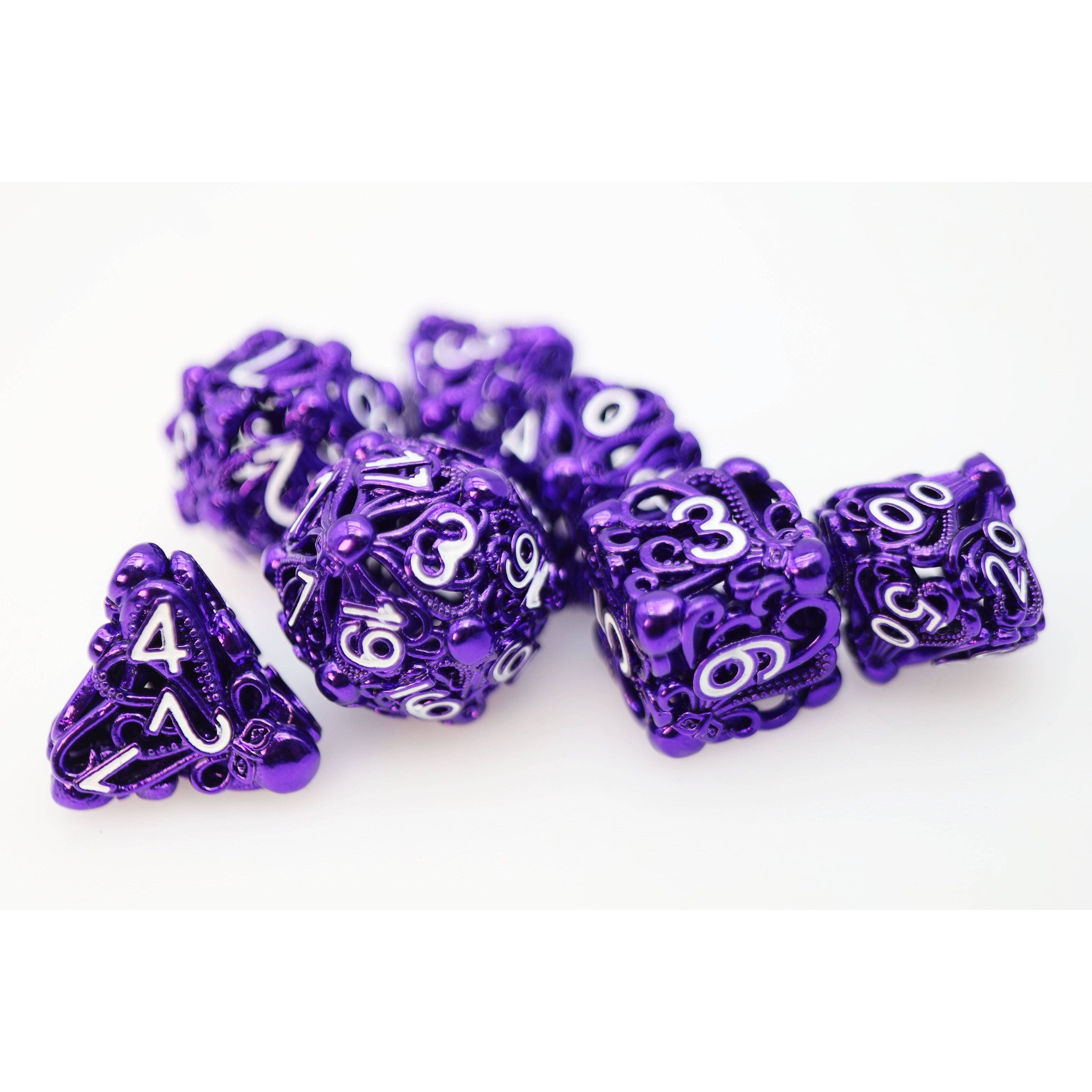 Mind Eater: Electric Purple - Hollow Metal RPG Dice Set