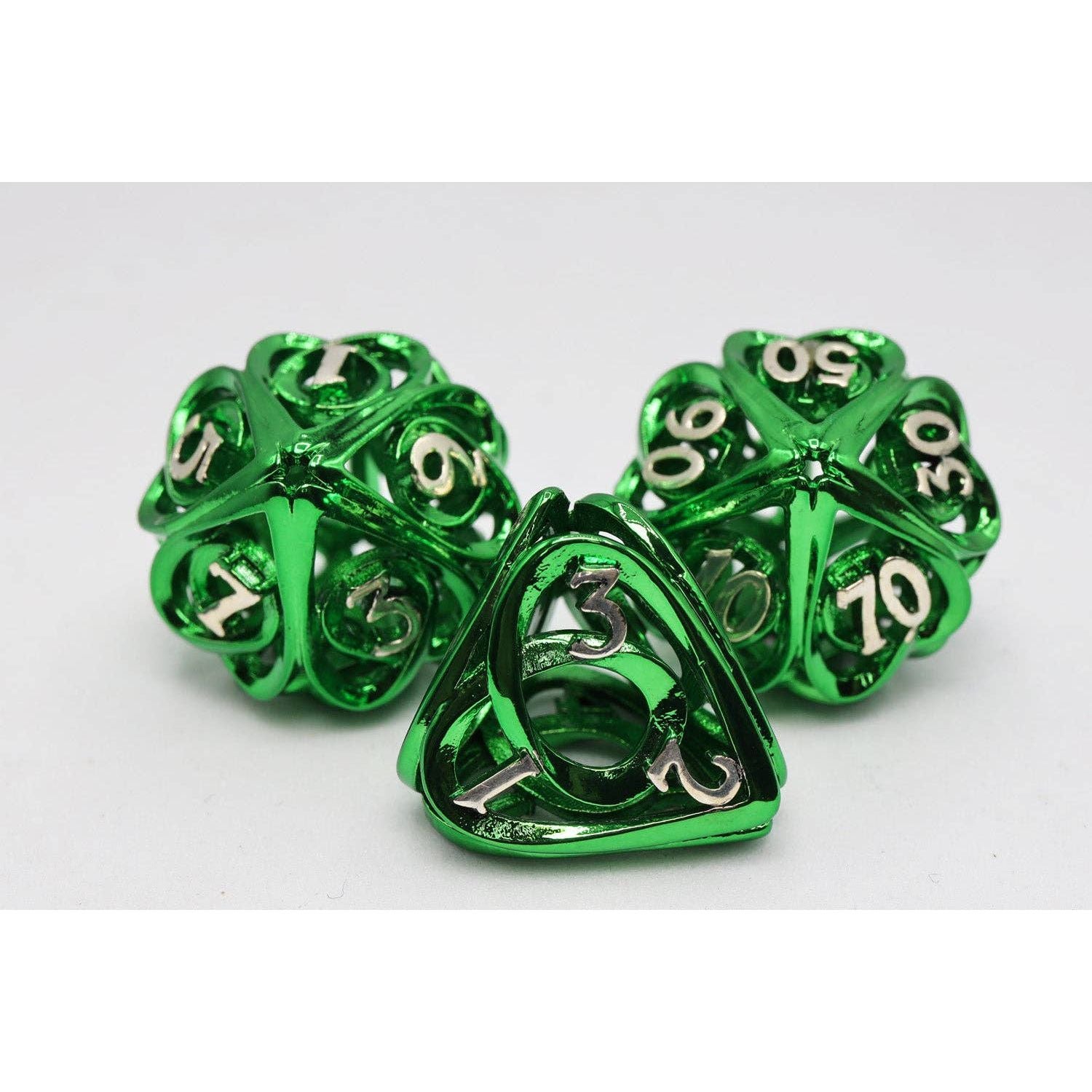 Hollow Hearts: Green - Metal RPG Dice Set