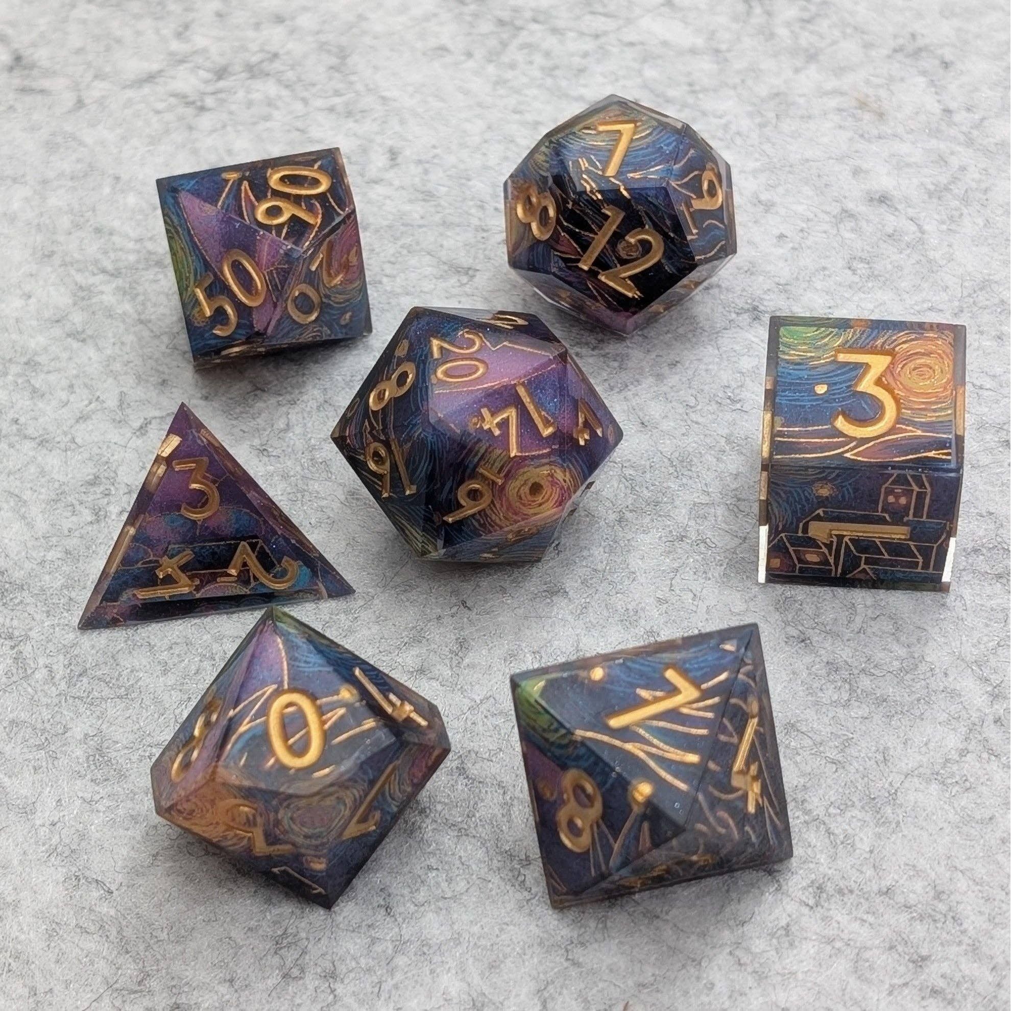 Starry Core - 7 Piece Luxury D&D Dice Set